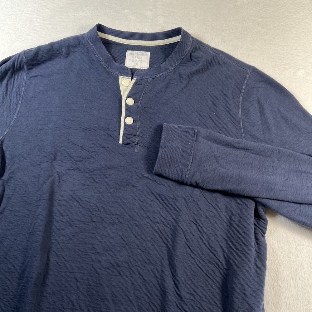 Abercrombie & Fitch Shirt Mens XL Blue Long Sleeve Henley Jersey Casual Top